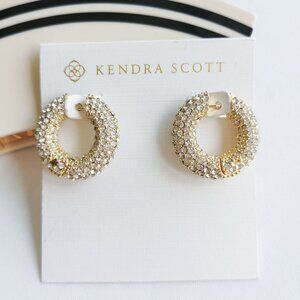 Kendra Scott Mikki Pave Gold White Crystal Hoop Earrings